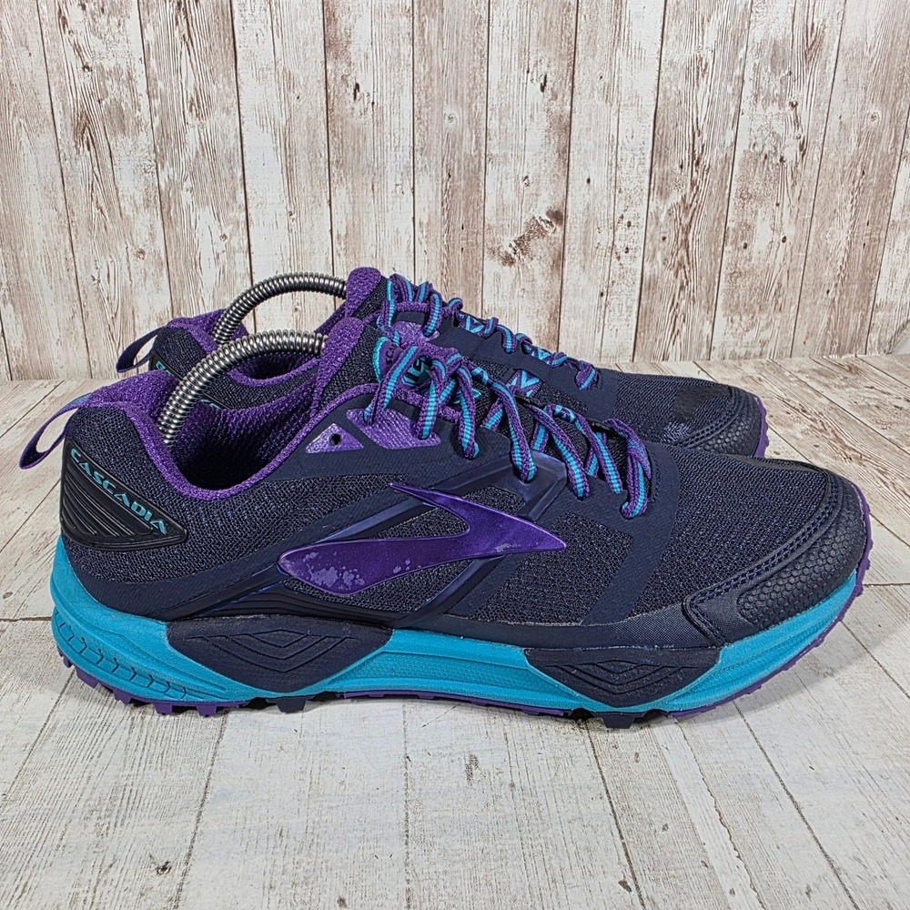 Brooks Cascadia 12 Womens 11 Trail Running Shoes Navy Purple Teal 1202331B420
